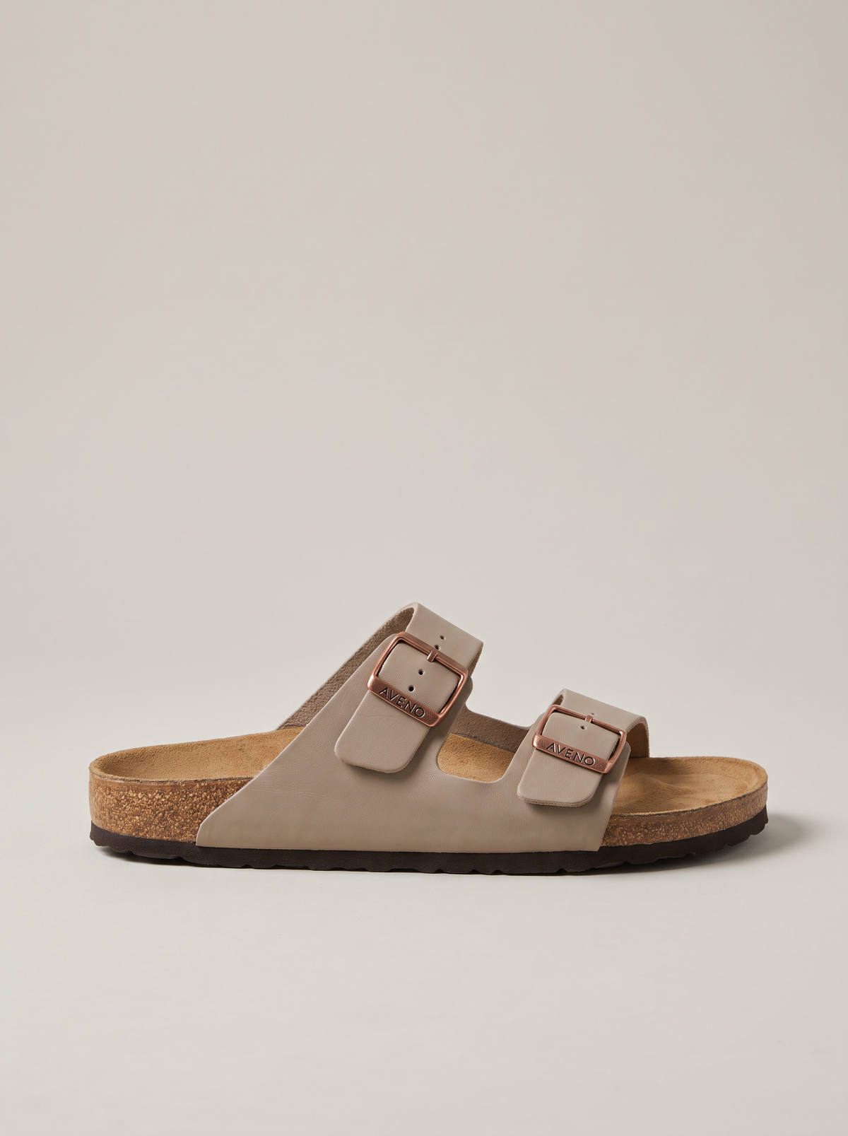 Aveno two-strap sandal in Stone, side profile