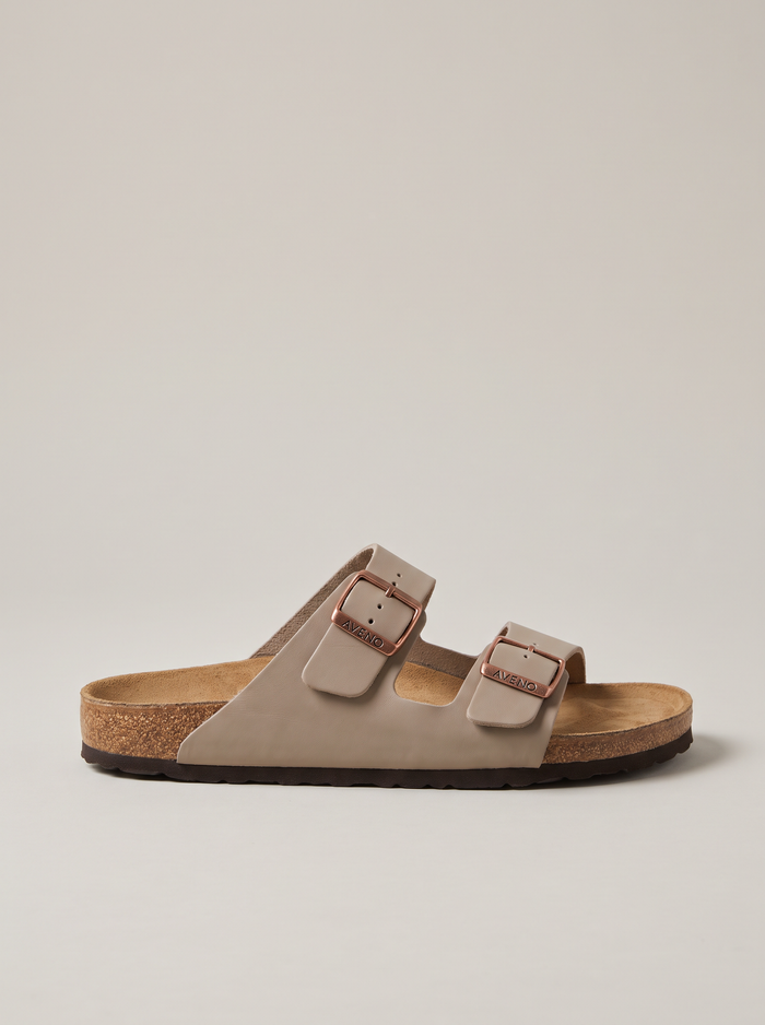 Aveno two-strap sandal in Stone, side profile