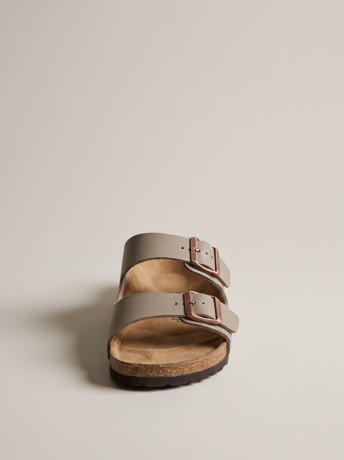 Aveno two-strap sandal in Stone, front view